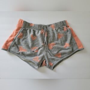🌸3/$15 Seventeen Gray and Orange Heart Stamp Patterned Terry Cloth Sleep Shorts